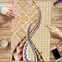 Aloha Vintage Palaka Floral Hawaiian Quilt Puzzle Melemele Motif - Polynesian Pride