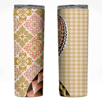 Aloha Vintage Palaka Floral Hawaiian Quilt Skinny Tumbler Melemele Motif - Polynesian Pride
