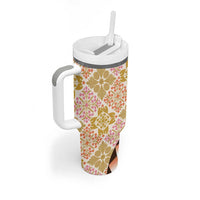 Aloha Vintage Palaka Floral Hawaiian Quilt Tumbler With Handle Melemele Motif - Polynesian Pride