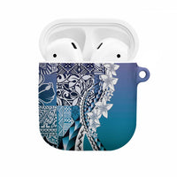 Aloha Vintage Plumeria Hawaiian Tapa Pattern AirPods Case Blue Hawaiian Tapa Pattern LT9 Blue - Polynesian Pride
