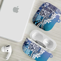 Aloha Vintage Plumeria Hawaiian Tapa Pattern AirPods Case Blue Hawaiian Tapa Pattern LT9 - Polynesian Pride