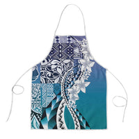 Aloha Vintage Plumeria Hawaiian Tapa Pattern Apron Blue Hawaiian Tapa Pattern LT9 Blue - Polynesian Pride