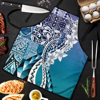 Aloha Vintage Plumeria Hawaiian Tapa Pattern Apron Blue Hawaiian Tapa Pattern LT9 Blue - Polynesian Pride