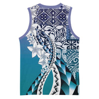 Aloha Vintage Plumeria Hawaiian Tapa Pattern Basketball Jersey Blue Hawaiian Tapa Pattern LT9 - Polynesian Pride