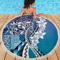 Aloha Vintage Plumeria Hawaiian Tapa Pattern Beach Blanket Blue Hawaiian Tapa Pattern LT9 - Polynesian Pride