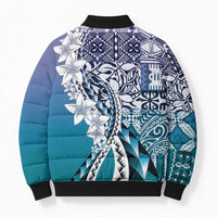 Aloha Vintage Plumeria Hawaiian Tapa Pattern Bomber Puffer Jacket Blue Hawaiian Tapa Pattern LT9 - Polynesian Pride