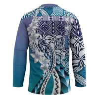 Aloha Vintage Plumeria Hawaiian Tapa Pattern Hockey Jersey Blue Hawaiian Tapa Pattern LT9 - Polynesian Pride