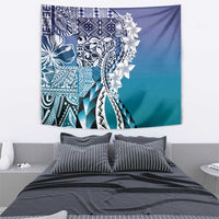 Aloha Vintage Plumeria Hawaiian Tapa Pattern Tapestry Blue Hawaiian Tapa Pattern - Polynesian Pride