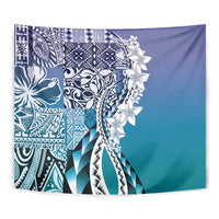 Aloha Vintage Plumeria Hawaiian Tapa Pattern Tapestry Blue Hawaiian Tapa Pattern - Polynesian Pride