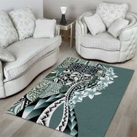 Aloha Vintage Plumeria Hawaiian Tapa Pattern Area Rug Dark Turquoise Hawaiian Tapa Pattern - Polynesian Pride