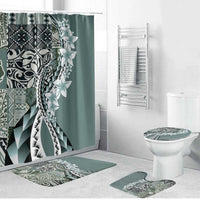 Aloha Vintage Plumeria Hawaiian Tapa Pattern Bathroom Set Dark Turquoise Hawaiian Tapa Pattern - Polynesian Pride