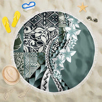 Aloha Vintage Plumeria Hawaiian Tapa Pattern Beach Blanket Dark Turquoise Hawaiian Tapa Pattern LT9 One Size 150cm Turquoise - Polynesian Pride