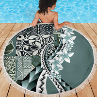Aloha Vintage Plumeria Hawaiian Tapa Pattern Beach Blanket Dark Turquoise Hawaiian Tapa Pattern LT9 - Polynesian Pride