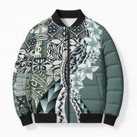 Aloha Vintage Plumeria Hawaiian Tapa Pattern Bomber Puffer Jacket Dark Turquoise Hawaiian Tapa Pattern LT9 Unisex Turquoise - Polynesian Pride
