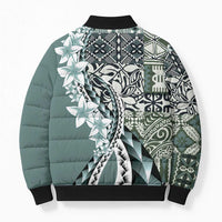 Aloha Vintage Plumeria Hawaiian Tapa Pattern Bomber Puffer Jacket Dark Turquoise Hawaiian Tapa Pattern LT9 - Polynesian Pride