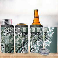 Aloha Vintage Plumeria Hawaiian Tapa Pattern 4 in 1 Can Cooler Tumbler Dark Turquoise Hawaiian Tapa Pattern - Polynesian Pride