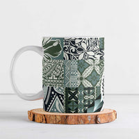 Aloha Vintage Plumeria Hawaiian Tapa Pattern Ceramic Mug Dark Turquoise Hawaiian Tapa Pattern LT9 Turquoise - Polynesian Pride