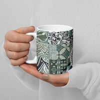 Aloha Vintage Plumeria Hawaiian Tapa Pattern Ceramic Mug Dark Turquoise Hawaiian Tapa Pattern LT9 - Polynesian Pride