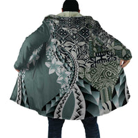 Aloha Vintage Plumeria Hawaiian Tapa Pattern Cloak Dark Turquoise Hawaiian Tapa Pattern - Polynesian Pride