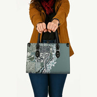 Aloha Vintage Plumeria Hawaiian Tapa Pattern Leather Bag Dark Turquoise Hawaiian Tapa Pattern - Polynesian Pride