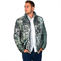 Aloha Vintage Plumeria Hawaiian Tapa Pattern Padded Jacket Dark Turquoise Hawaiian Tapa Pattern LT9 - Polynesian Pride
