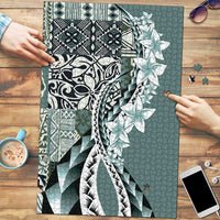 Aloha Vintage Plumeria Hawaiian Tapa Pattern Puzzle Dark Turquoise Hawaiian Tapa Pattern LT9 Turquoise - Polynesian Pride