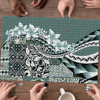 Aloha Vintage Plumeria Hawaiian Tapa Pattern Puzzle Dark Turquoise Hawaiian Tapa Pattern LT9 - Polynesian Pride
