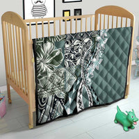 Aloha Vintage Plumeria Hawaiian Tapa Pattern Quilt Dark Turquoise Hawaiian Tapa Pattern - Polynesian Pride