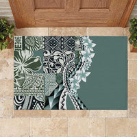 Aloha Vintage Plumeria Hawaiian Tapa Pattern Rubber Doormat Dark Turquoise Hawaiian Tapa Pattern LT9 Turquoise - Polynesian Pride