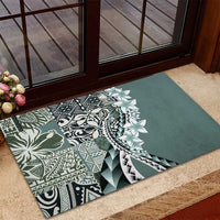 Aloha Vintage Plumeria Hawaiian Tapa Pattern Rubber Doormat Dark Turquoise Hawaiian Tapa Pattern LT9 - Polynesian Pride
