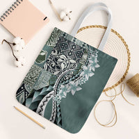 Aloha Vintage Plumeria Hawaiian Tapa Pattern Tote Bag Dark Turquoise Hawaiian Tapa Pattern - Polynesian Pride