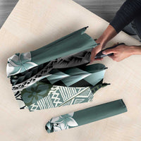 Aloha Vintage Plumeria Hawaiian Tapa Pattern Umbrella Dark Turquoise Hawaiian Tapa Pattern - Polynesian Pride