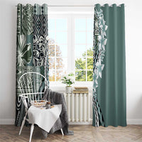 Aloha Vintage Plumeria Hawaiian Tapa Pattern Window Curtain Dark Turquoise Hawaiian Tapa Pattern - Polynesian Pride