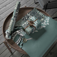 Aloha Vintage Plumeria Hawaiian Tapa Pattern Wrapping Paper Dark Turquoise Hawaiian Tapa Pattern - Polynesian Pride