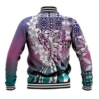 Aloha Vintage Plumeria Hawaiian Tapa Pattern Baseball Jacket Gradient Hawaiian Tapa Pattern LT9 - Polynesian Pride