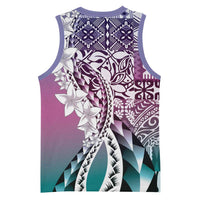 Aloha Vintage Plumeria Hawaiian Tapa Pattern Basketball Jersey Gradient Hawaiian Tapa Pattern LT9 - Polynesian Pride