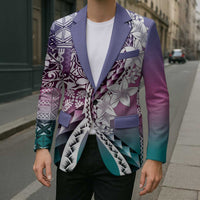 Aloha Vintage Plumeria Hawaiian Tapa Pattern Blazer Gradient Hawaiian Tapa Pattern LT9 - Polynesian Pride