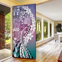 Aloha Vintage Plumeria Hawaiian Tapa Pattern Door Cover Gradient Hawaiian Tapa Pattern - Polynesian Pride