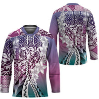 Aloha Vintage Plumeria Hawaiian Tapa Pattern Hockey Jersey Gradient Hawaiian Tapa Pattern LT9 - Polynesian Pride