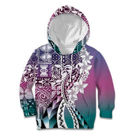 Aloha Vintage Plumeria Hawaiian Tapa Pattern Kid Hoodie Gradient Hawaiian Tapa Pattern - Polynesian Pride