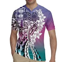 Aloha Vintage Plumeria Hawaiian Tapa Pattern Rugby Jersey Gradient Hawaiian Tapa Pattern LT9 - Polynesian Pride