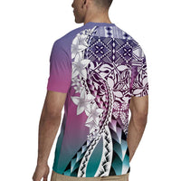 Aloha Vintage Plumeria Hawaiian Tapa Pattern Rugby Jersey Gradient Hawaiian Tapa Pattern LT9 - Polynesian Pride