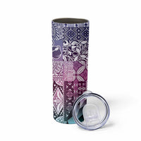 Aloha Vintage Plumeria Hawaiian Tapa Pattern Skinny Tumbler Gradient Hawaiian Tapa Pattern - Polynesian Pride