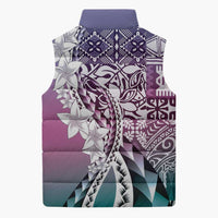 Aloha Vintage Plumeria Hawaiian Tapa Pattern Sleeveless Puffer Jacket Gradient Hawaiian Tapa Pattern LT9 - Polynesian Pride