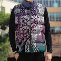 Aloha Vintage Plumeria Hawaiian Tapa Pattern Sleeveless Puffer Jacket Gradient Hawaiian Tapa Pattern LT9 - Polynesian Pride
