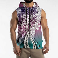 Aloha Vintage Plumeria Hawaiian Tapa Pattern Sleeveless Zip Hoodie Gradient Hawaiian Tapa Pattern LT9 - Polynesian Pride