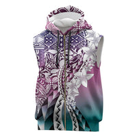 Aloha Vintage Plumeria Hawaiian Tapa Pattern Sleeveless Zip Hoodie Gradient Hawaiian Tapa Pattern LT9 Gradient - Polynesian Pride