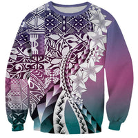 Aloha Vintage Plumeria Hawaiian Tapa Pattern Sweatshirt Gradient Hawaiian Tapa Pattern LT9 Unisex Gradient - Polynesian Pride
