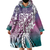 Aloha Vintage Plumeria Hawaiian Tapa Pattern Wearable Blanket Hoodie Gradient Hawaiian Tapa Pattern LT9 - Polynesian Pride