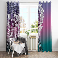 Aloha Vintage Plumeria Hawaiian Tapa Pattern Window Curtain Gradient Hawaiian Tapa Pattern - Polynesian Pride
